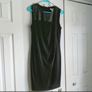 White House Black Market leather top drape dress